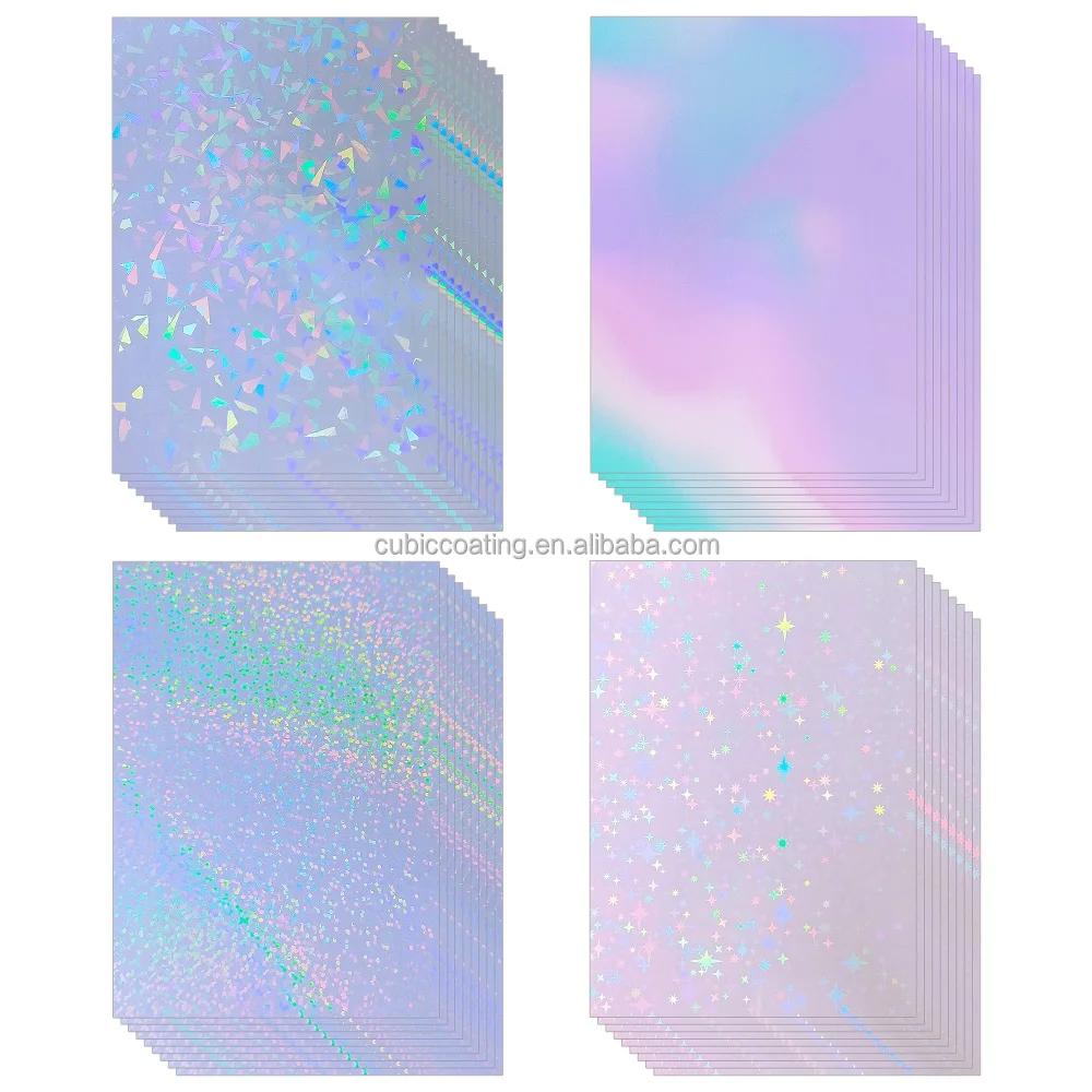 A4/8.5*11inch Self Adhesive super film Cold Laminating Film Holographic Cold Lamination Holographic Clear Holographic Overlay Fi