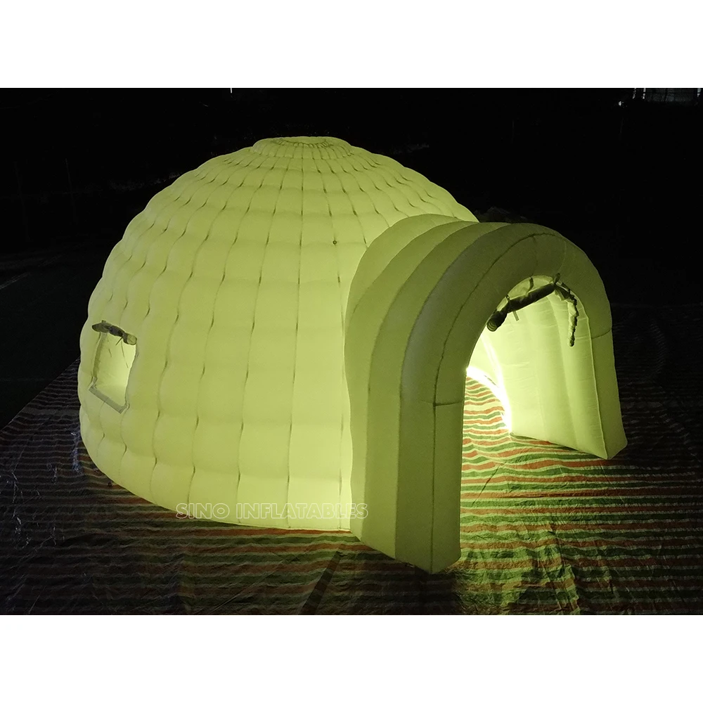 5m Dia movable white blow up inflatable igloo dome tent with LED light for night backyard parties from China inflatables factory