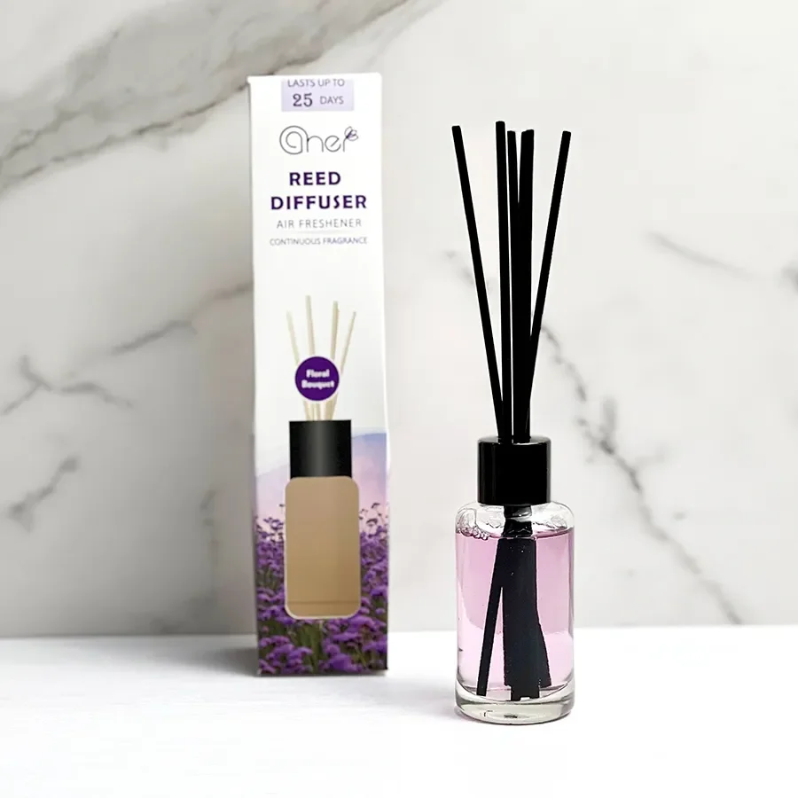 Home Decoration OEM Fire-Free Flower Aromatherapy Glass Bottle Liquid Aroma Reed Diffuser Flameless Aromatherapy