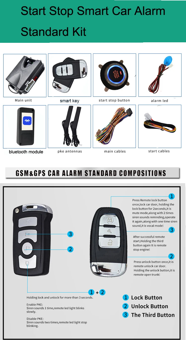  Drop Shipping Cheap Remote Engine Starter Smart Start Stop Keyless Entry Pke Car Alarm
