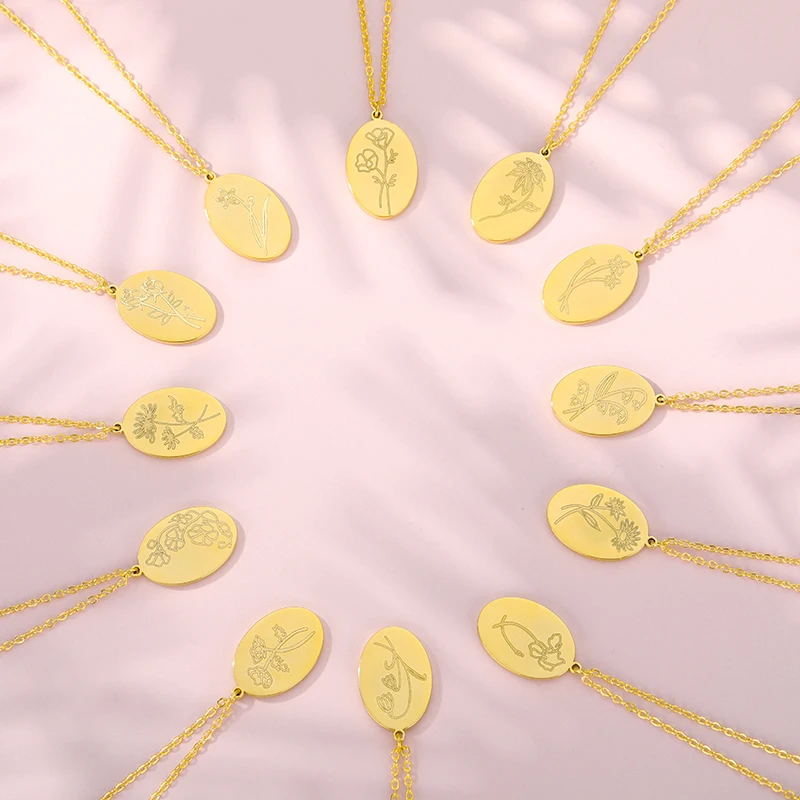 Оптовая продажа, ювелирное изделие, ожерелье на день матери, креативный месяц, букет, подвеска, подарок на день рождения для мамы, золото, нержавеющая сталь