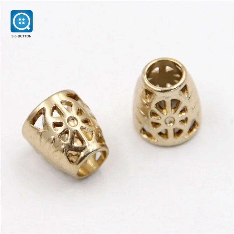 high quality Zinc Alloy gold Metal Rope button Cord ends stopper for swimwear