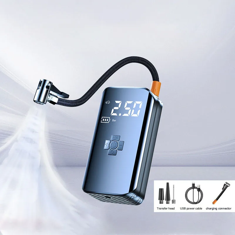 Mini Digital Display Car Tire Inflators LED Lighters Wireless Air Compressor ABS Cordless Air Pump For Car Bicycle Ball