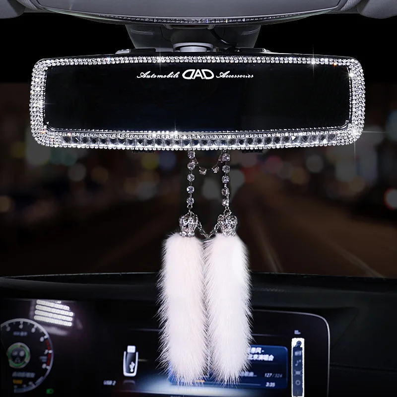 The pink diamond The latest 2022 Car Accessories Rearview mirror Shiny Rhinestone car HD rearview mirror Girl car accessories