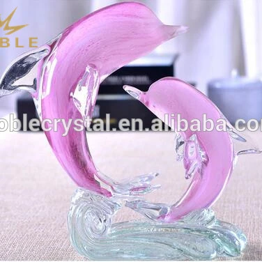 Noble Popular Different Color Hand Blown Glass Dolphin Figurine as Wedding gift