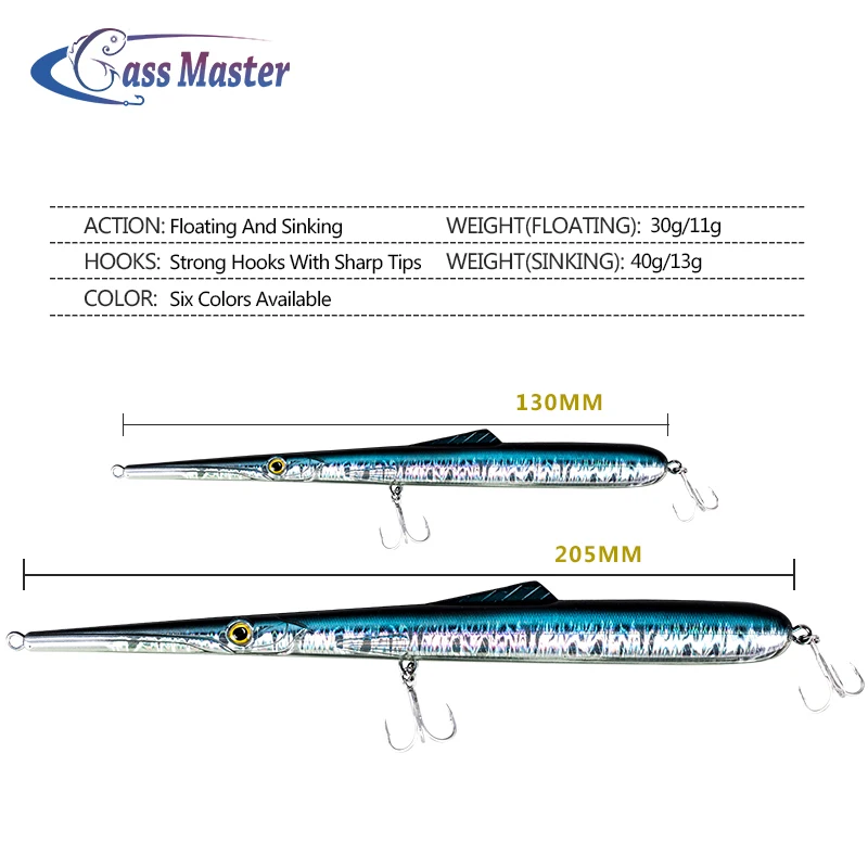 wholesale Pencil Fishing lure Bait 205mm/130mm Sinking Floating Hard Lure Artificia Wobblers isca de pesca stickbait