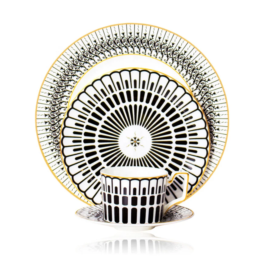 Ukraine Dinnerware Sets Porcelain Luxury 100 Sets Brown Box Ceramic Round Shape Accept Customized Designs China Dinner Set