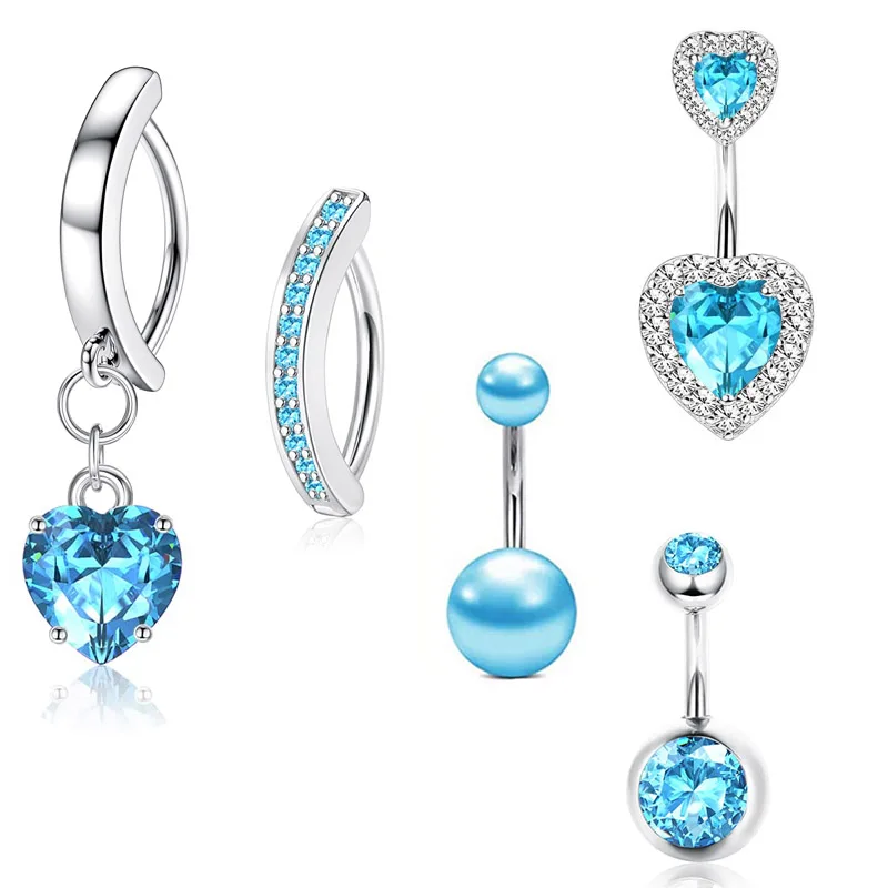 Jewelry Womens Body Jewelry Navel Ring Set Wholesale Stainless Steel New Fashion Silver Zinc Alloy Yiwu Zircon Body Jewellery