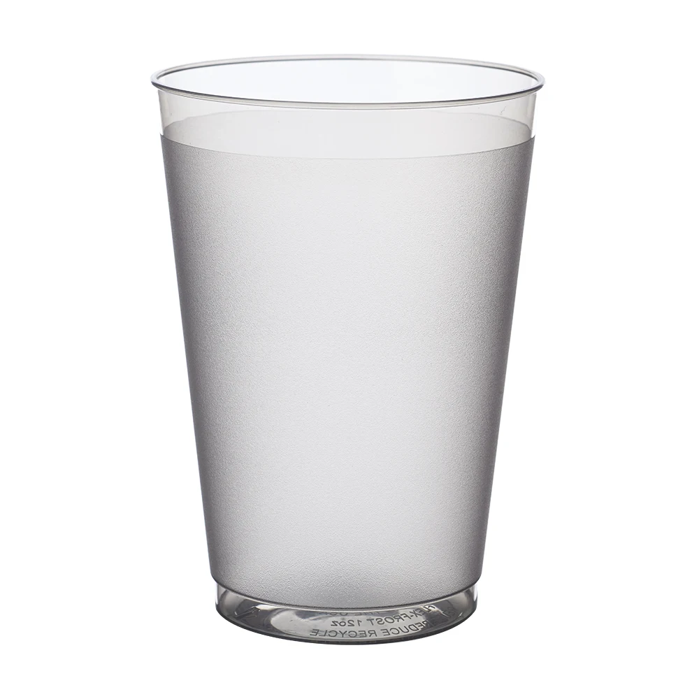 USA Made and Inventoried 12 Ounce Flex Frosted Plastic Stadium Cup 1 Color Imprint in One Location