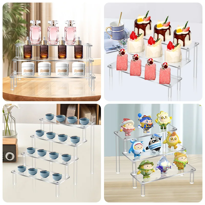 Clear Acrylic Display Step Riser Display Stand For Funko Pop Figures Cupcake Cosmetic Nail Polish Clay Figurine Jewelry