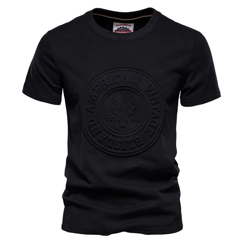 Loose fit  Wholesale OEM Custom Fashion Embossed Tee shirt 100% Cotton Embossed T Shirt