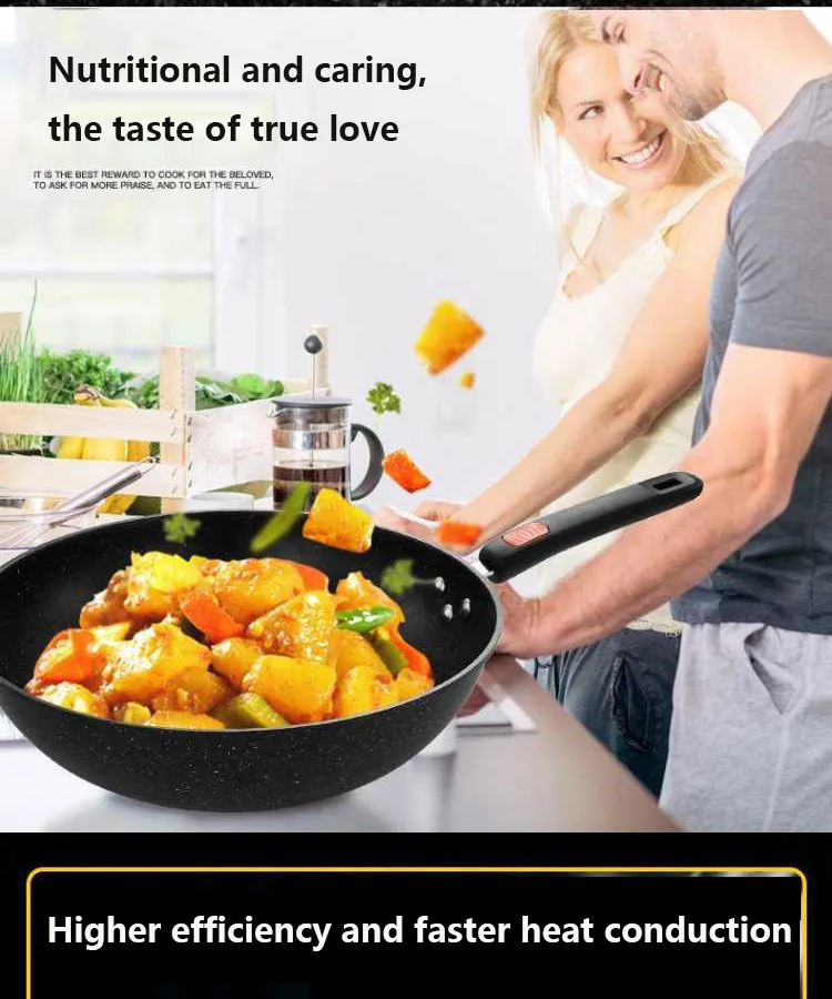 2023 JOY wholesale Marble non stick pot  Cooking set  Cast iron cooker  For kitchen utensils  non-stick cookware Maifanshi wok