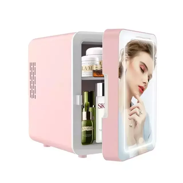 Car Fridge AC/DC Portable Thermoelectric Cooler and Warmer Refrigerators for Skincare Mini Fridge With Mirror