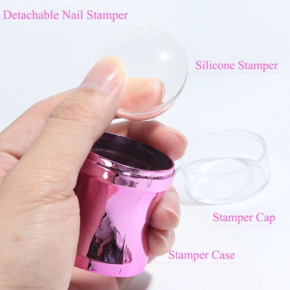 Newest 3.8cm Metallic Mirror Nail Art Plastic Stamper Clear Jelly Silicone Plate Scraper Polish Stamping Plate Tools
