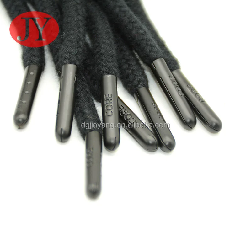 custom flat cotton rope with logo metal aglet tipping for sneaker shoelace hoodies sweater draw cord string