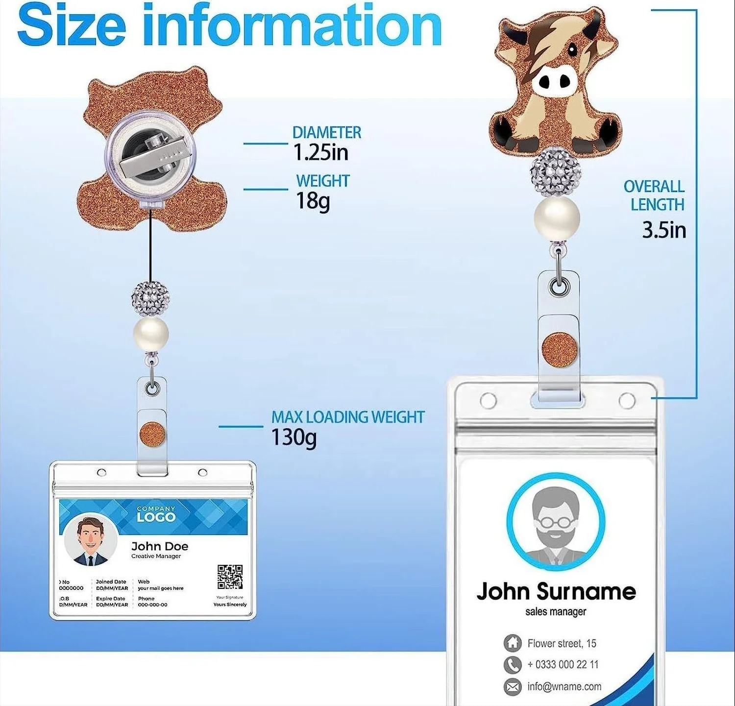 Funny Cow Nurse Accessories ID Badge Card Holder Retractable Badge Reel Badge Holder with Swivel Clip