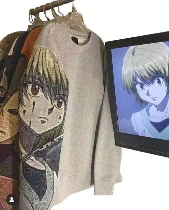 Custom You Own Design Woven Tapestry Hoodie Arm Patchwork Sweatshirt Anime Hoodies Men