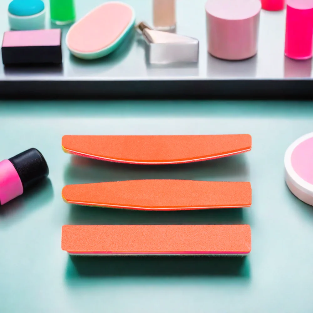 Factory Wholesale Customized Half-Moon Shape Plastic Nail File Double-Sided with Diamond EVA Sponge 100/180 Grit for Salon Use