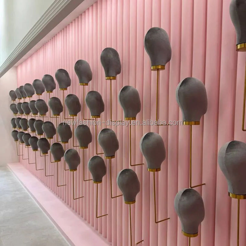 Customized Gold Holder Wig Displays Mannequin Head Bald Human Velvet Gold Wall Mount Mannequin Head for Wig Caps Hair Display