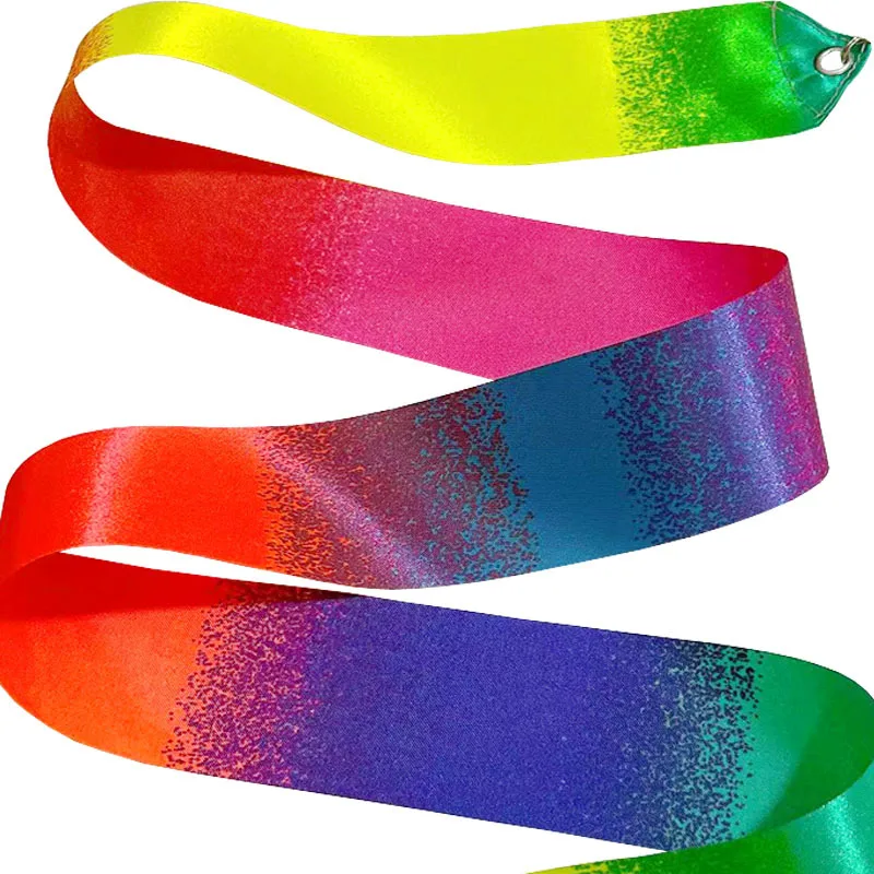 Factory 1M 2M Length 49CM Pink Stick Handle Colorful Gradient Color Rhythmic Artistic Gymnastics Dance Ribbons For Adult Kids