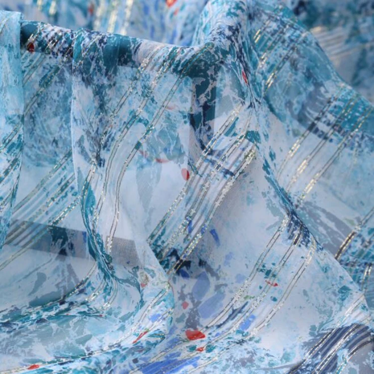 Оптовая продажа, новая модная шифоновая шелковая ткань с цифровой печатью