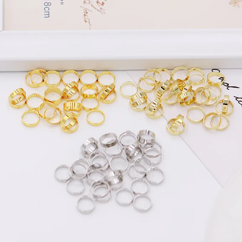 O Ring Bracelet Women Jewelry Accessories 18k Gold Plated Can Through Double Hole Beads Closed Copper Jump Rings
