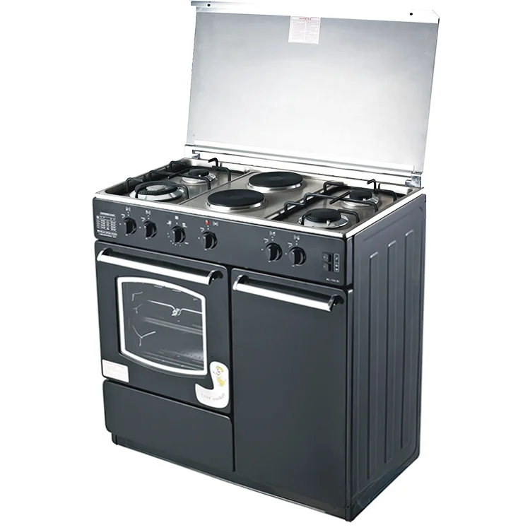 240volt 6 burner 4 gas stove cooker 2022 cooking range and 2 electric plate with oven bakery and grill