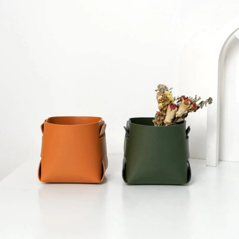Hot Sale Foldable PU Leather Pen Storage Tray Multifunctional Storage Basket Rolling Pen Holders