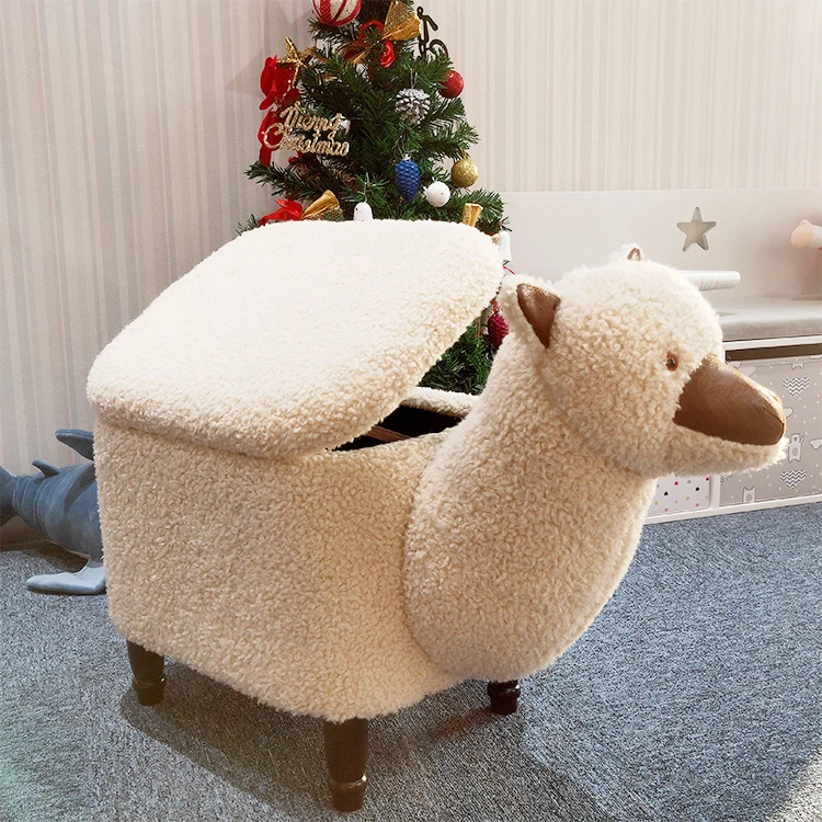 RTS 2021wholesale ottoman Indoor lambs wool Kids Storage Child Stool Cute Animal Stool Ottoman