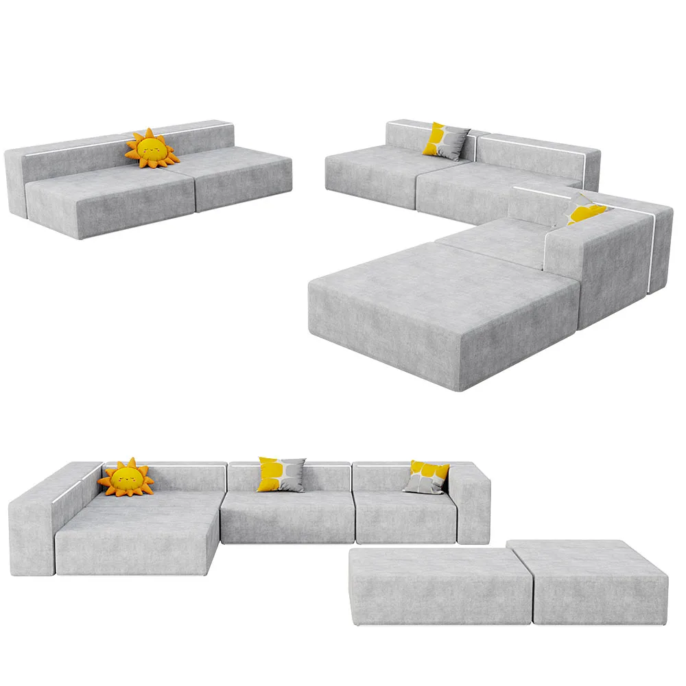 Factory Customized 6 8 10 12 pcs Play  baby Couch Convertible Foam Sofa Modular Kids Play Couch for Living Room Playroom Bedroom
