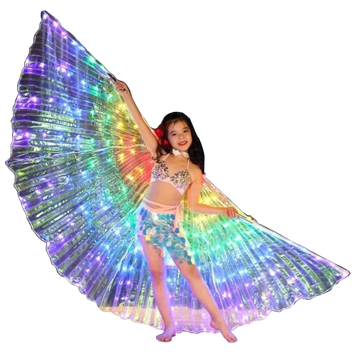 High Quality LED Big Wings Dance Costumes Glow Belly Dance Performa Luminous Clothing For Dancer