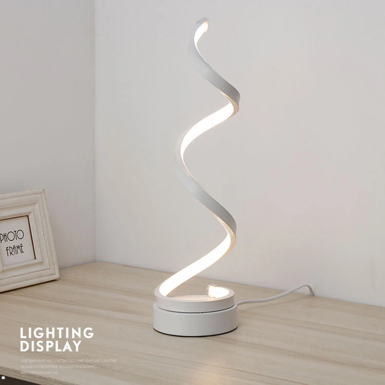 Wholesale Modern Simple Switch Type Spiral Bedside Light Led Reading Lighting Lamp Decorative Table Lamp
