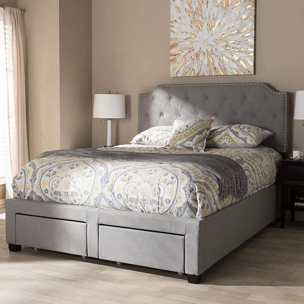 DongGuan upholstered factory custom queen size single bed frame with storage truck bed with drawers