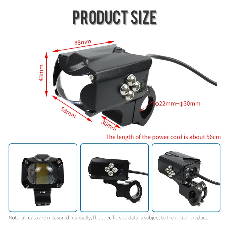 Лидер продаж, светодиодная передняя фара для мотоцикла, 6000 лм, прожектор для мотоцикла T30, противотуманный мини-фонарь для вождения