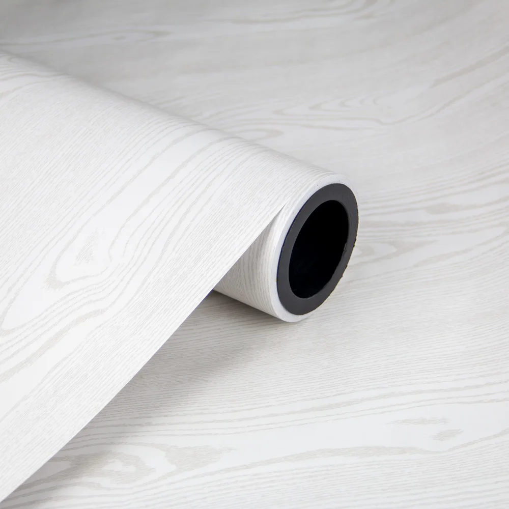 PVC Self-Adhesive Wallpaper Premium White  Modern Wood Grain Contact Paper for plastic flooring