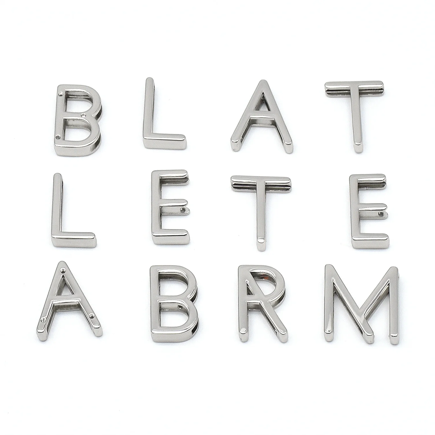 3D Small metal letters alloy alphabet stamps beads letter label channel for leather bags handbags belt chain decor metal charms