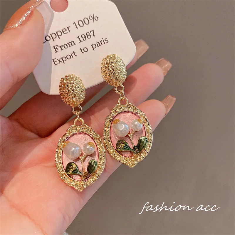 2024 Trendy Plating Sterling 925 Silver & 18K Gold Earrings Trendy Wedding & Party Jewelry with Pearl Inlay