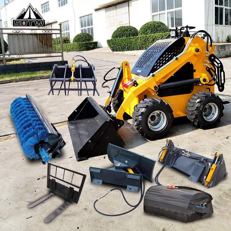 Chinese Cheap Epa Engine Mini Skid Steer loader 900kg 23hp Wheel Crawler Skidsteers loader track skidsteer attachments loader