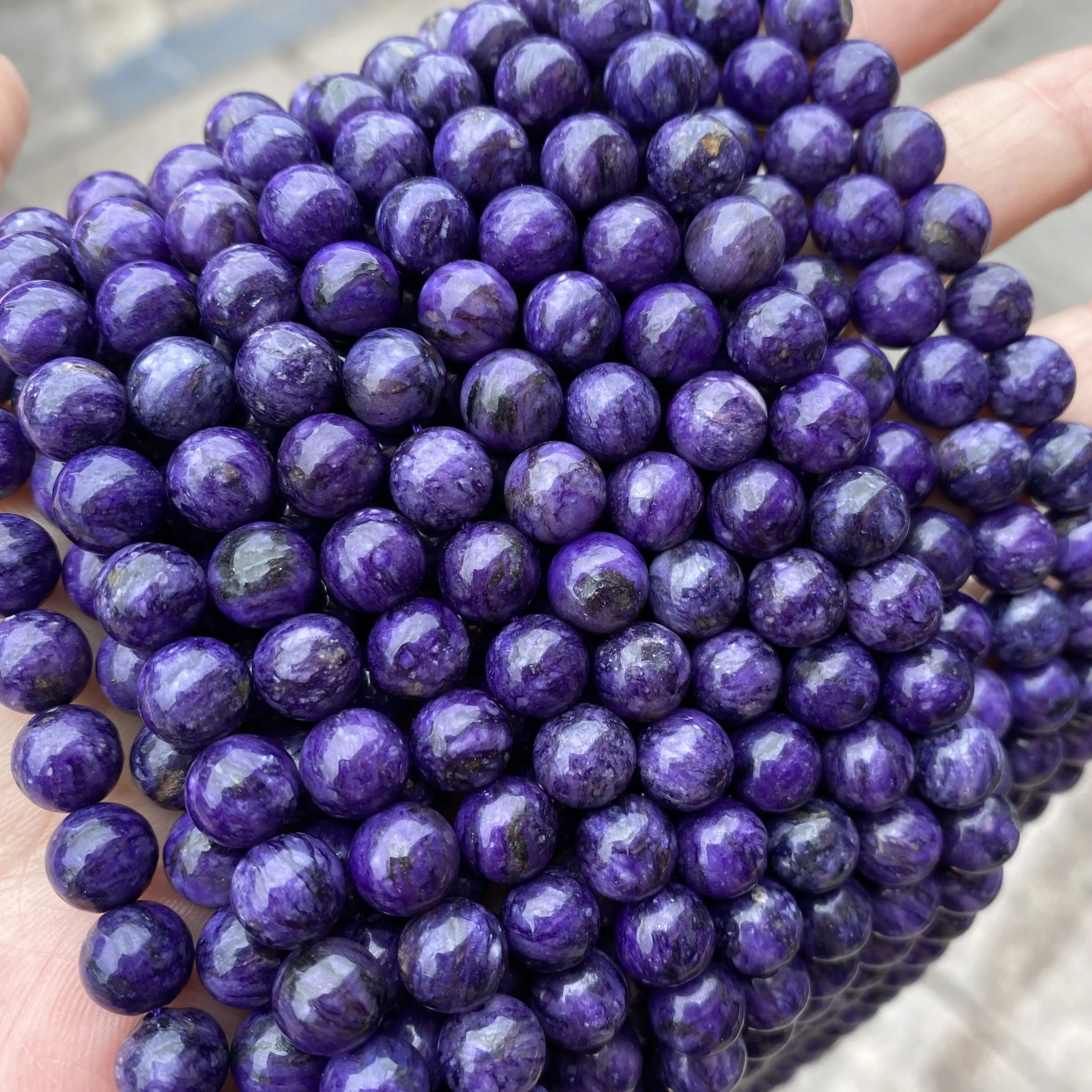 Окрашенные цветные бусины из натурального камня Charoite 4/6/8/10 мм