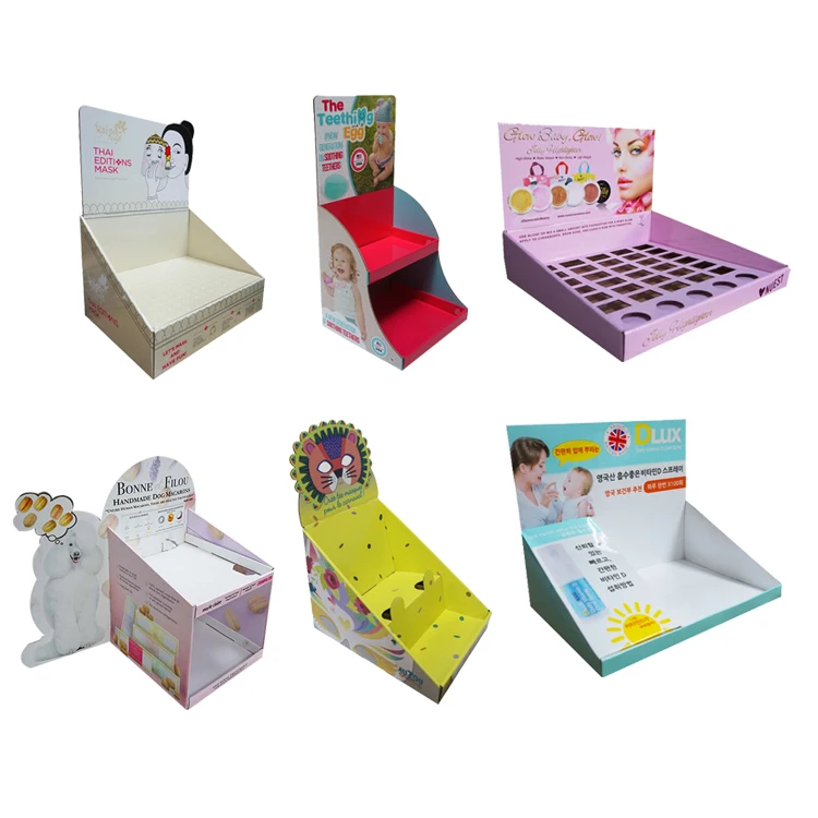 Гофрированный дисплей счетчика макияж Картона Счетчик хранения косметические стойки дисплея бумаги подставка для