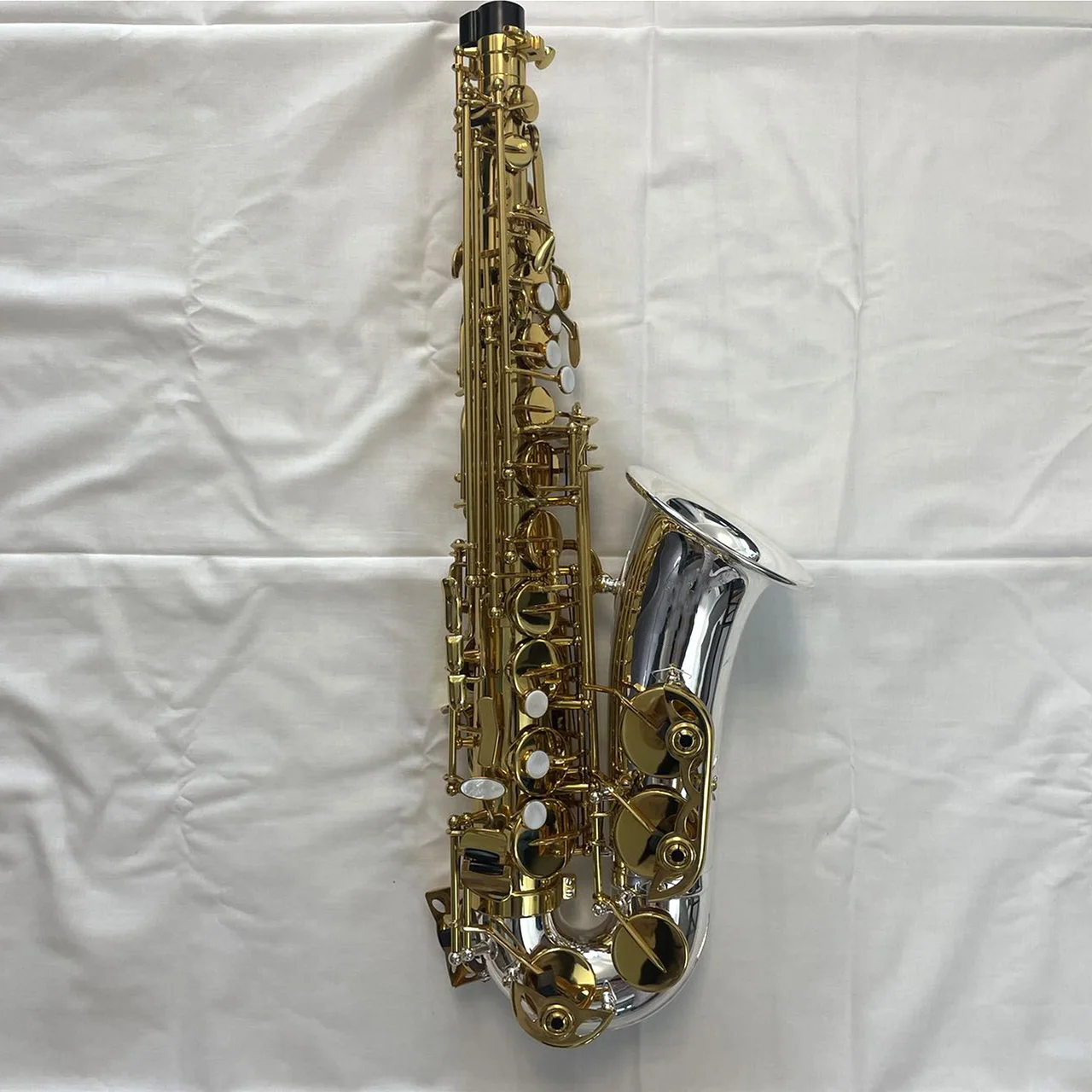 Saxophone manufacture produce yellow brass material silver plated bell and neck alto saxophone