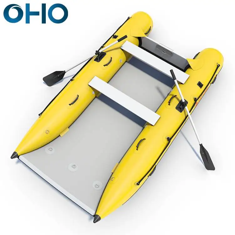 OHO Tiny Small Kayak Inflatable PVC Power Sailing Ce Light Weight Catamaran Sailboat Hypalon Inflatable Boat Catamaran