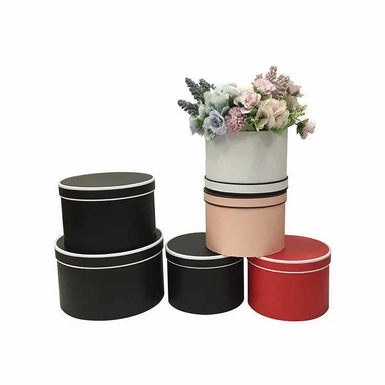 
Hot Sale Cylinder Florist Portable Box Black Round Flower Hat Box Flower Gift Box 3pcs Sets 