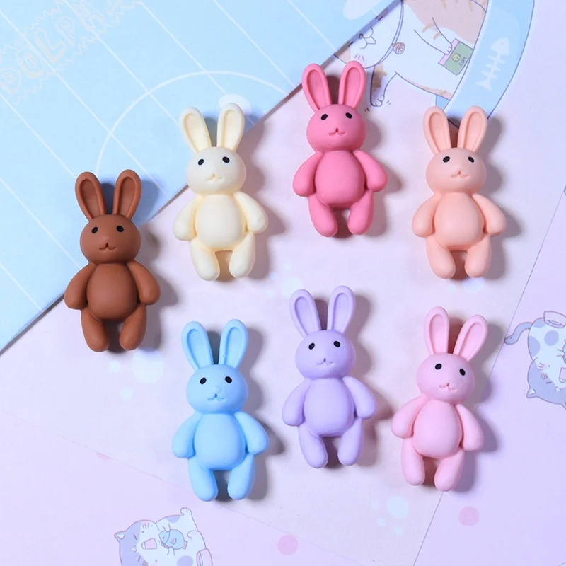 Diy Cartoon Animal Puppy Rabbit Head Decoration Parts Resin Crafts Kawaii Slime Flat Back Charms