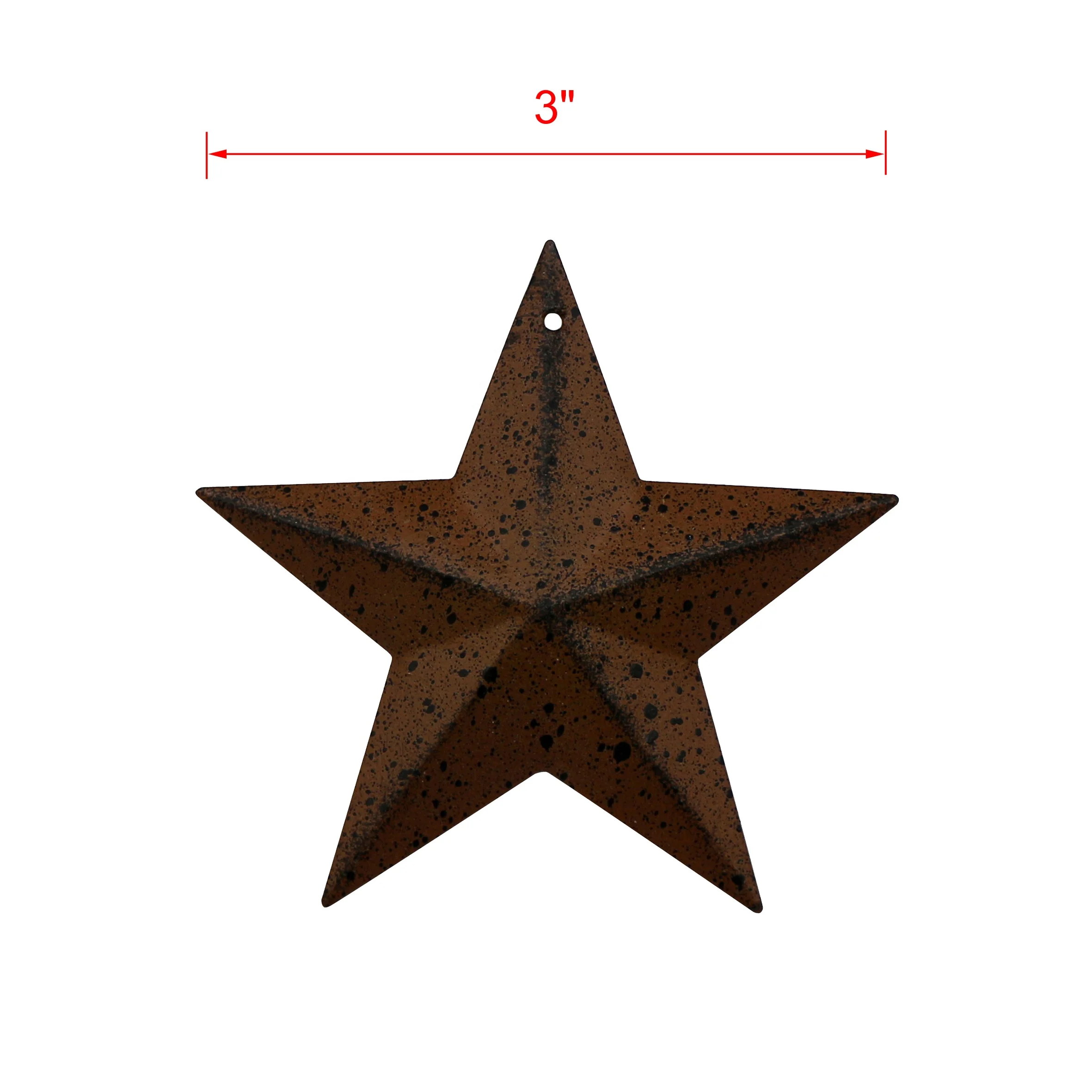 CVHOMEDECO. Primitives Rustic Antique Vintage Gifts Rusty/Black Metal Barn Star Wall/Door Decor, 3-Inch, Set of 12.