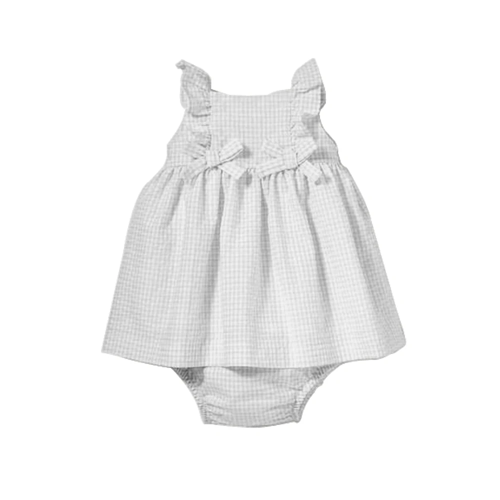 
What&why Newborn Summer Romper Baby Custome Stylish Bodysuit Toddler Gray Jumpsuit Baby Cute Onesie with Bowknot for 0-3 Years 