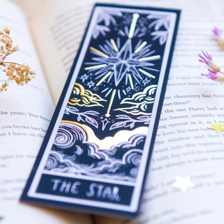 Custom Tarot The Sun Reading list book mark Star Gold Foil Paper Bookmarks