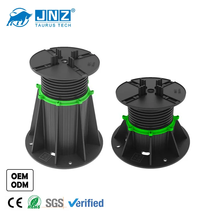 Adjustable plastic pedestal paving stone tile, wood deck joist systems