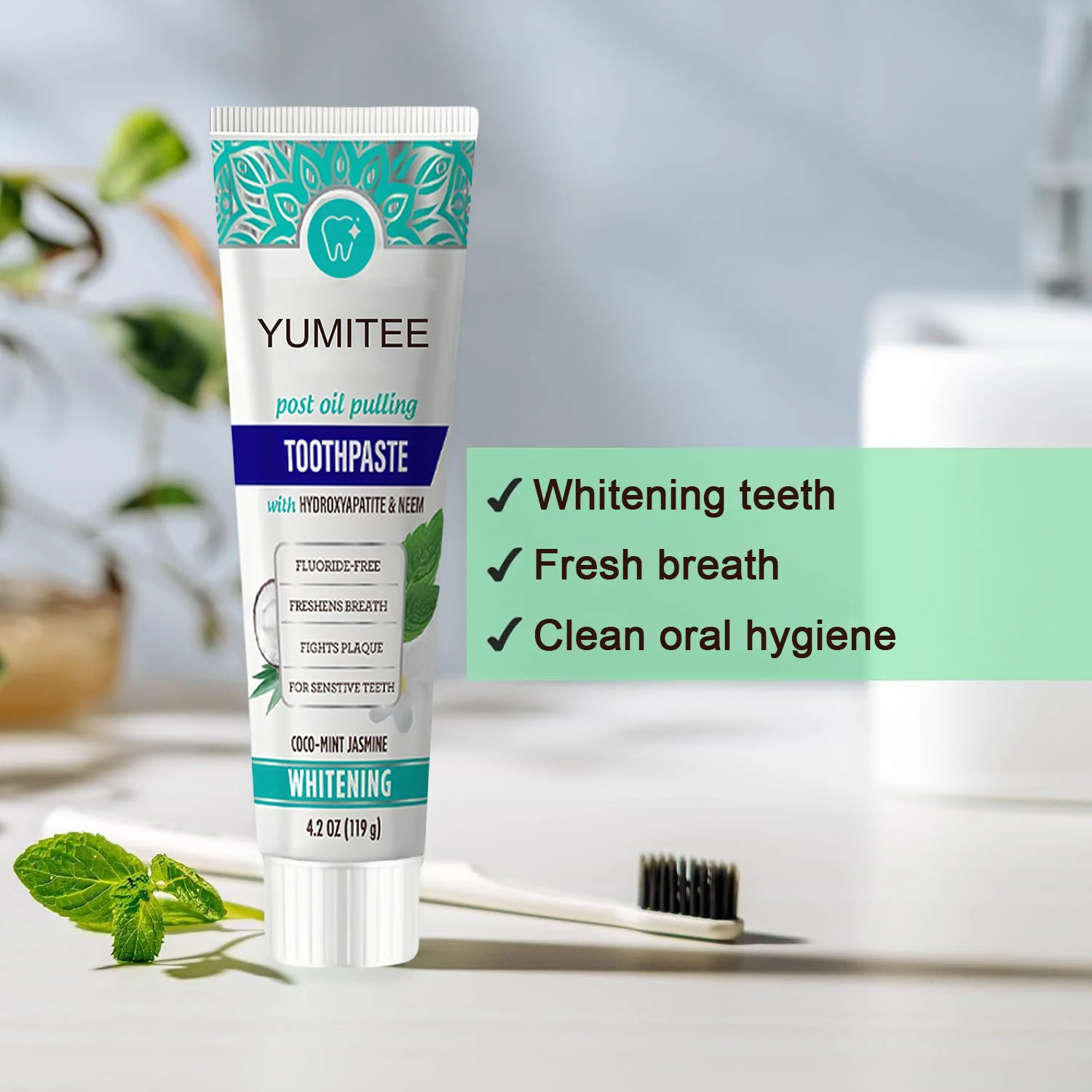 Timu TK 4.2oz  nano hydroxyapatite Whitening Toothpaste FLUORIDE-FREE mint flavored sensitive toothpaste