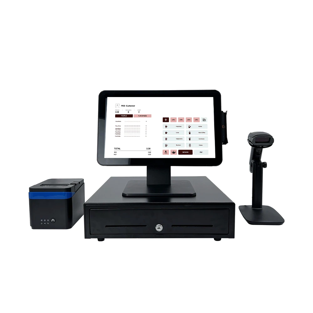 TouchDisplays 15.6 inch multi touchscreen all in one countertop smart POS billing machine